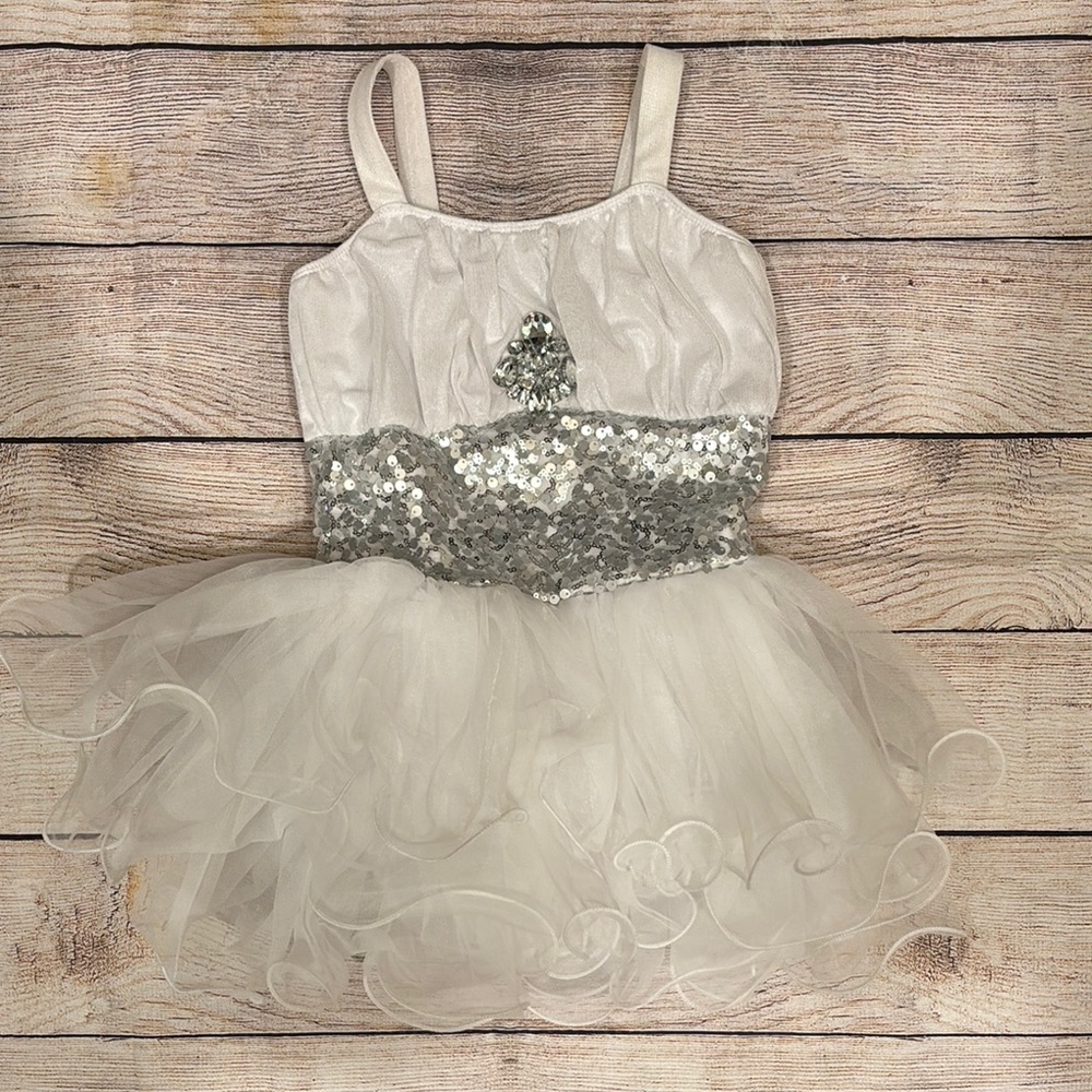 Sequin Tulle Dress - White and Silver